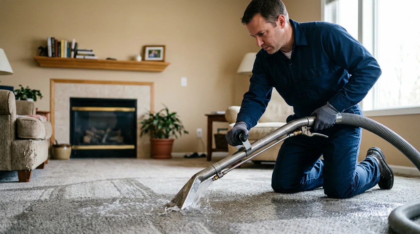 Water damage restoration technician working near Mountainside, NJ